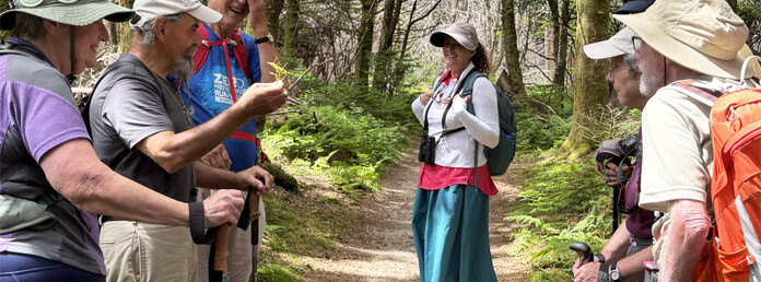 a hiking guide talking to a group of hikers