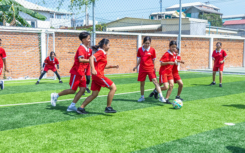 students training at a new sports facility in Phnom Penh, Cambodia, opened by the Cambodian Children's Fund