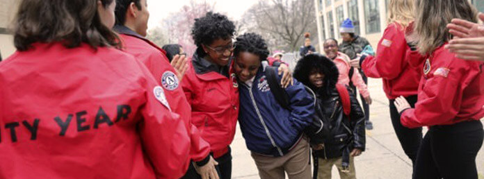City Year volunteers supporting students outside school