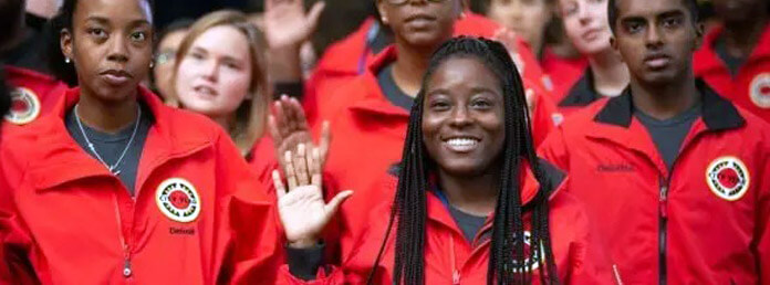 City Year volunteers on first day swearing in
