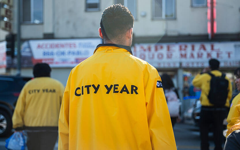 Corps member walking in LA mission