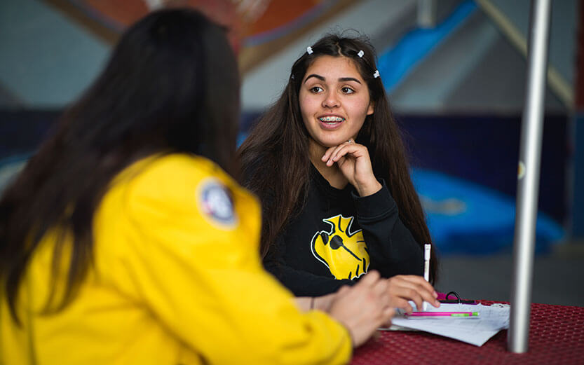 Two students studying