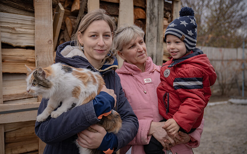 Interview with the Sydorenko family, who received firewood to heat their home. The family consists of a young mother Viktoriia Sydorenko, her son Artem (4 years old) and her mother Liubov Sydorenko. The family lives in a village in Zaporizhzhia oblast near the front line. Due to their proximity to the war zone, this village has issues with gas supply and experience power outages. As a result, residents use firewood and other solid fuels to heat their homes in winter. However, due to security risks, most suppliers do not supply fuel to these settlements. Therefore, with the onset of cold weather, people desperately needed heating assistance.