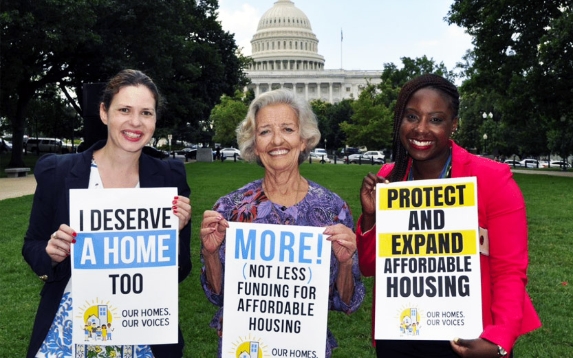 three advocates in front of the capitol