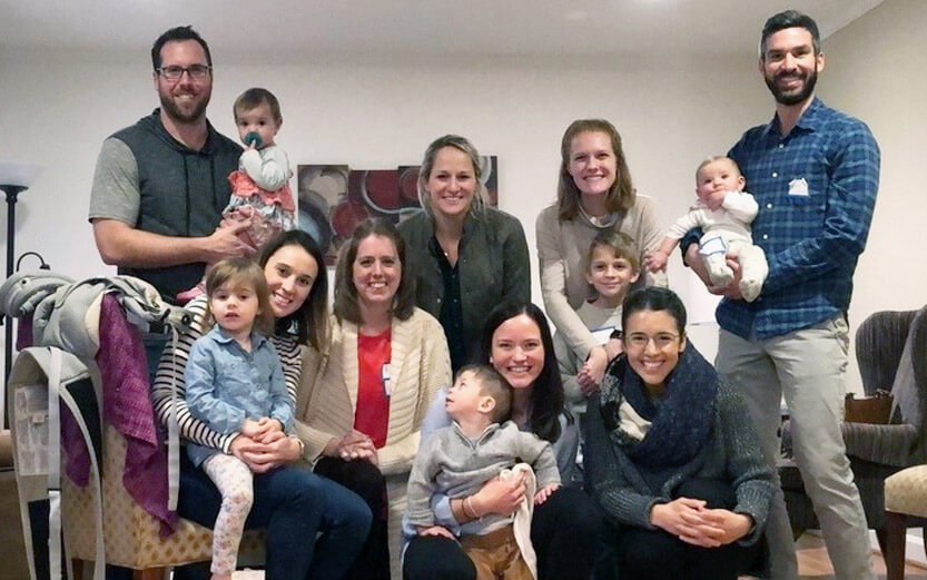 group shot of several families with young children
