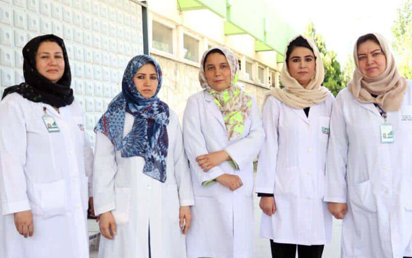 group of women doctors wearing headscarves