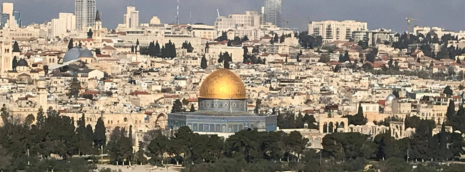 Panoramic view that includes Temple Mount in Jerusalem