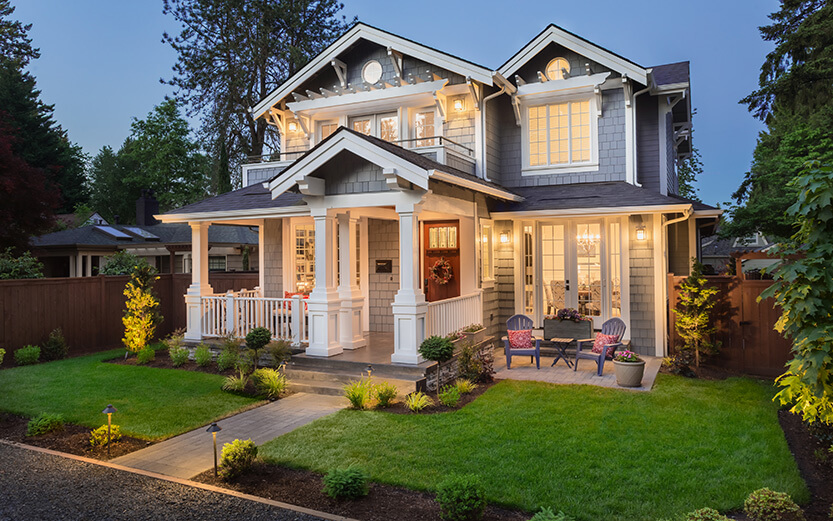 Beautiful Home Exterior at Night