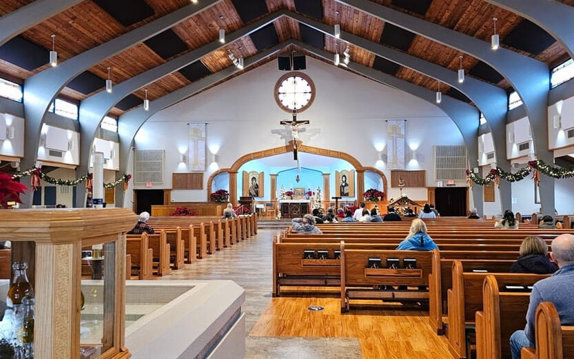 the interior of the church