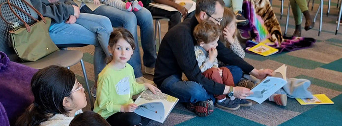 families at a reading event