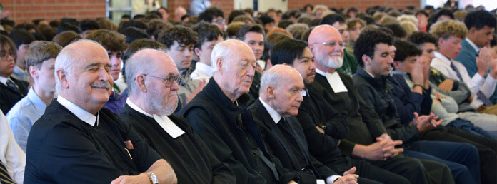 a large group of people seated during church service