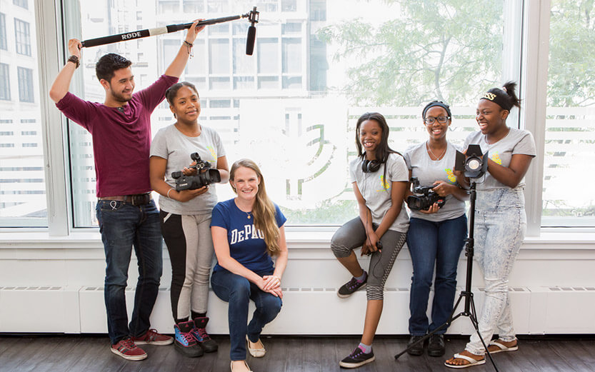 a group of film makers posing for a photo