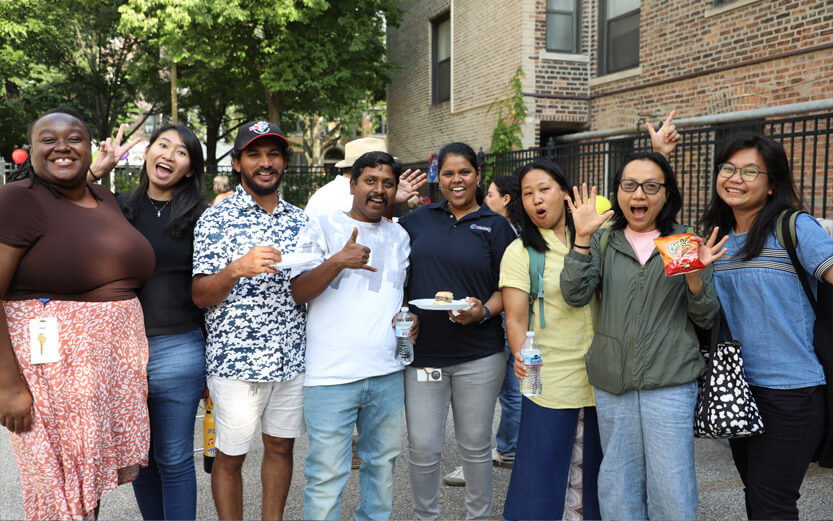 group of young adults outside