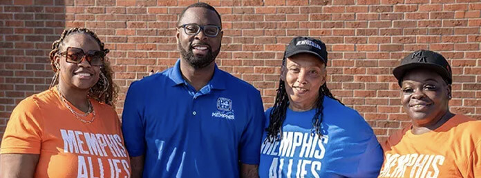 four Memphis Allies supporters in tshirts