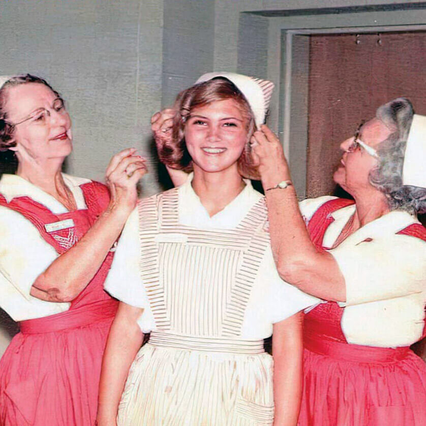 donor Charlene Flick in her candy striper uniform