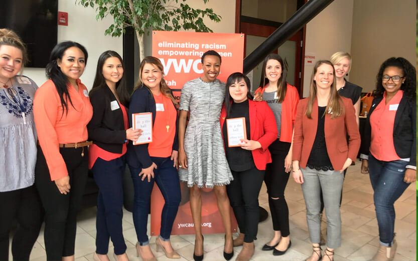 a group of women at a book event