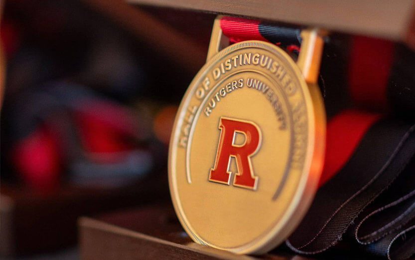 close up of a Rutgers award