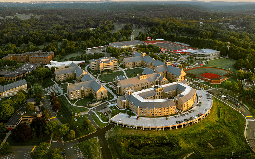 aerial shot of the sacred heart campus