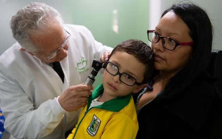 Child getting his hearing checked