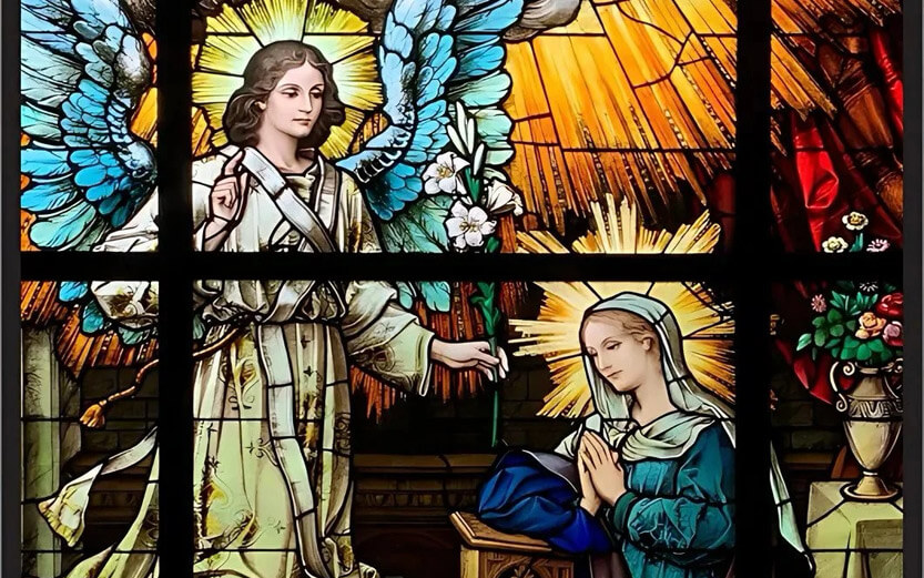 detail of a stained glass window