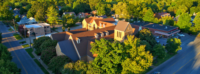 aerial view of the church