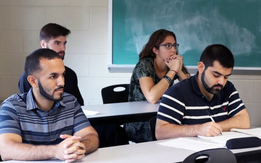 students in a classroom at the seminary