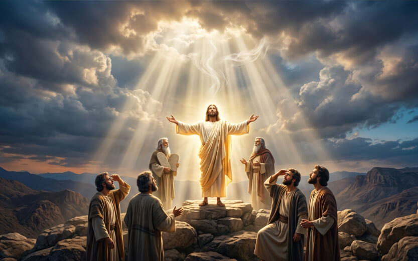 an AI depiction of Jesus ascending to heaven