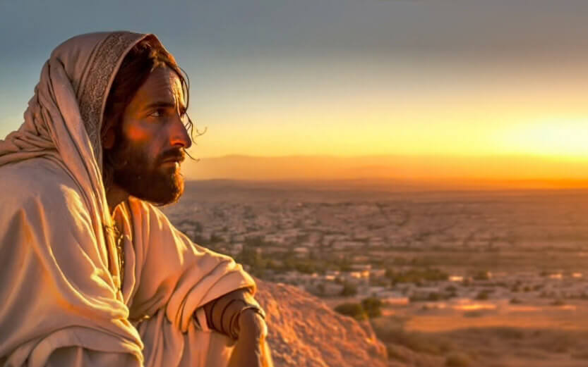 an AI image illustration of Jesus looking into the distance