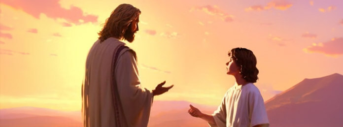 an illustration of Jesus talking to a boy