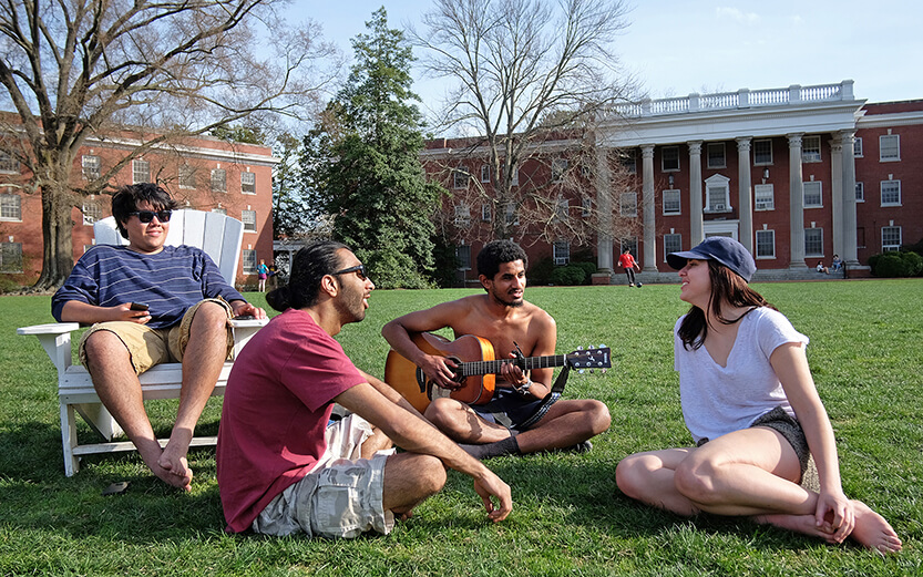 Students enjoy a nice spring day at UMW, Monday, April 6, 2015.