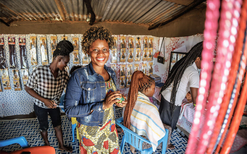 hairdresser smiling at the camera